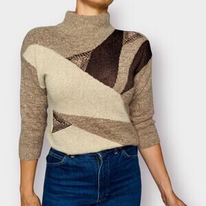 80s Erika Brown bedazzled silk angora‎ sweater